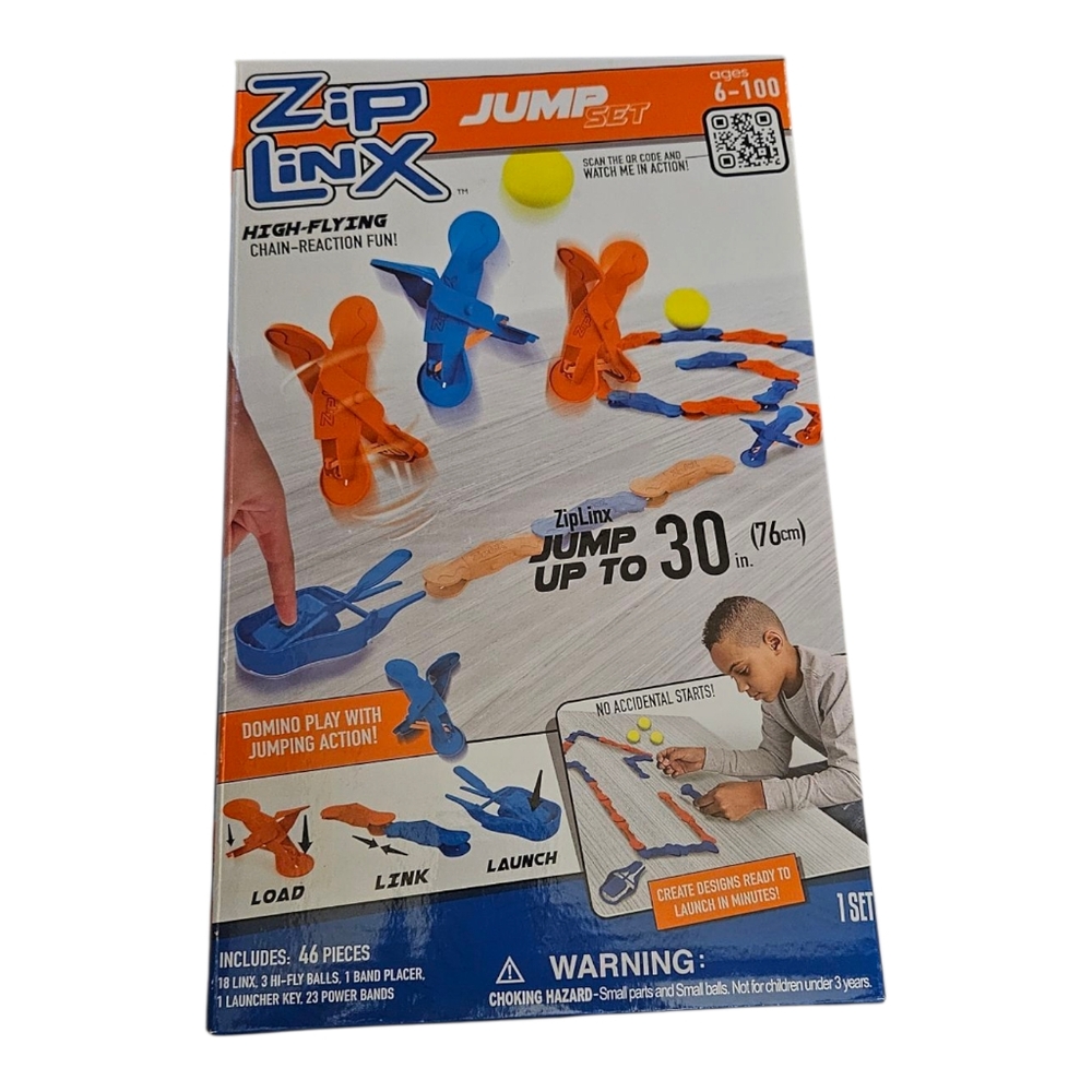 Zip Linx Jump Set Game Dominos Play With Jumping Action 46 Piece Set